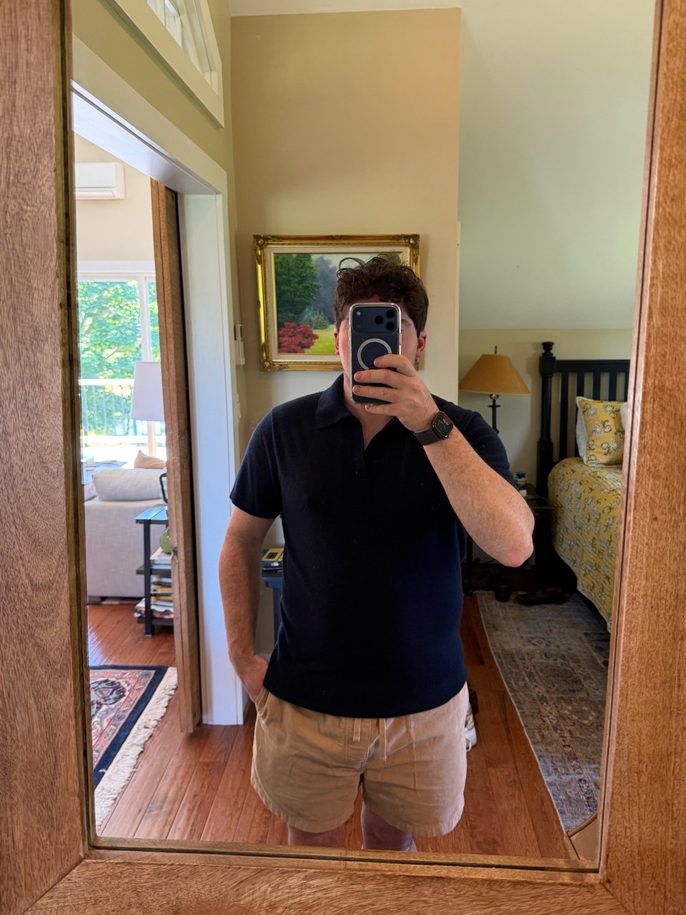 J. Crew Navy Short-Sleeve Pullover Sweater